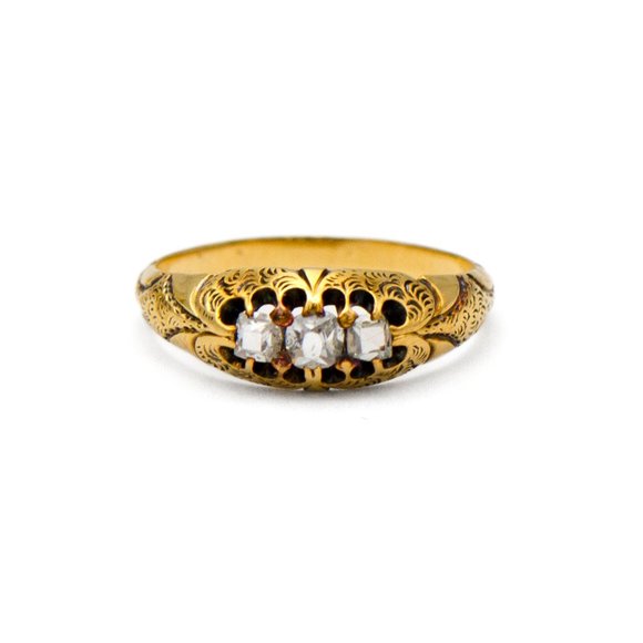 Antique Mine Cut Diamond Ring